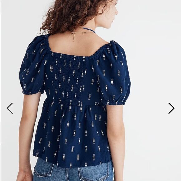 Madewell Jacquard Puff-Sleeve Empire Top* - Picture 3 of 5